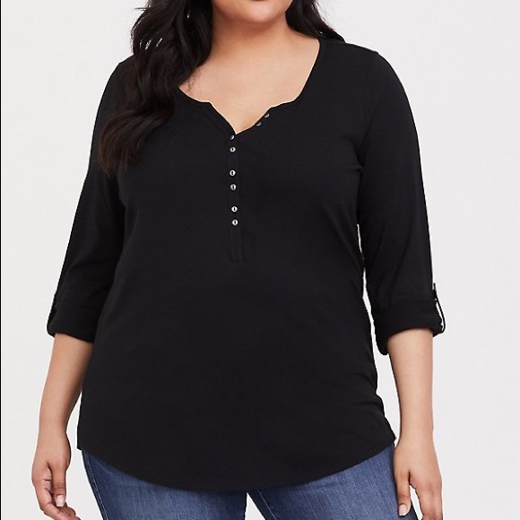 torrid Tops - torrid size 2 Black Henley Long Sleeve
